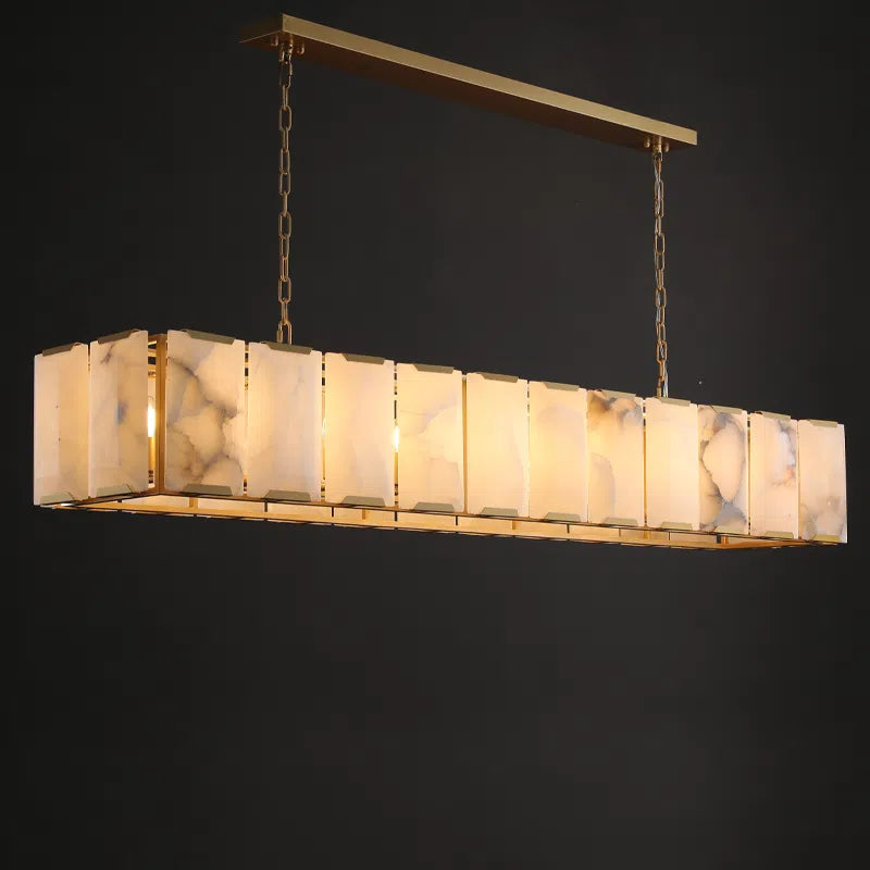 Norvain 74 Inch Alabaster Rectangular Chandelier