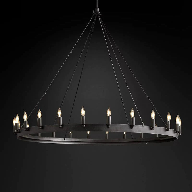 Elaris 50 Inch Bent Tip Candle Wagon Wheel Chandelier