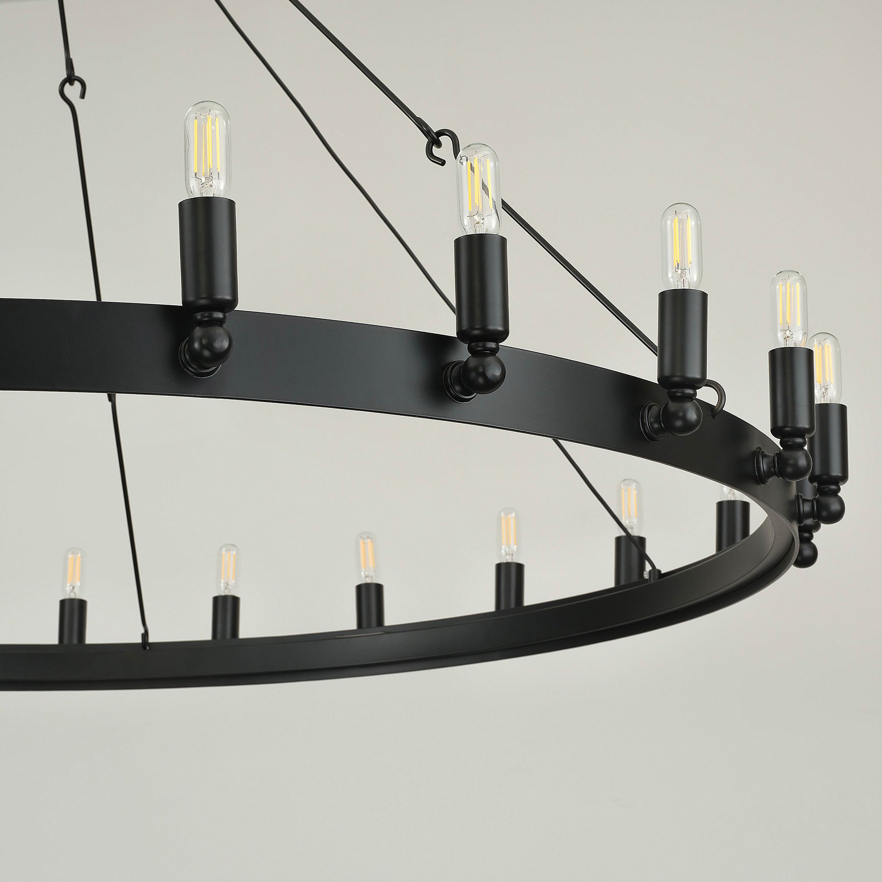 Elaris 50 Inch Tubular Candle Wagon Wheel Chandelier