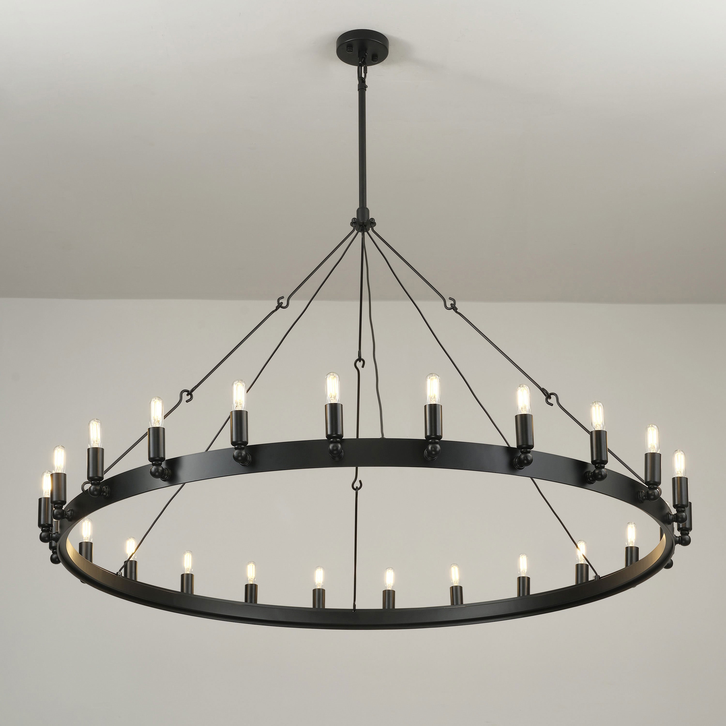 Elaris 50 Inch Tubular Candle Wagon Wheel Chandelier