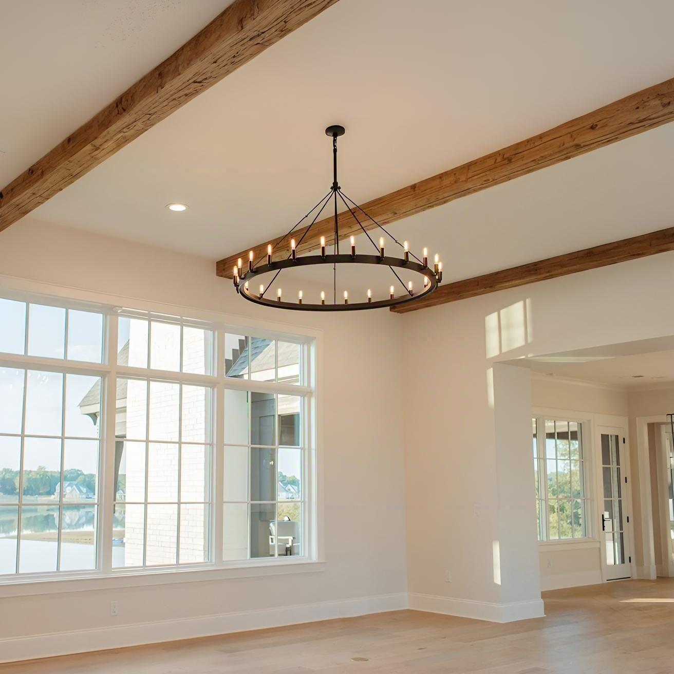 Elaris 50 Inch Tubular Candle Wagon Wheel Chandelier