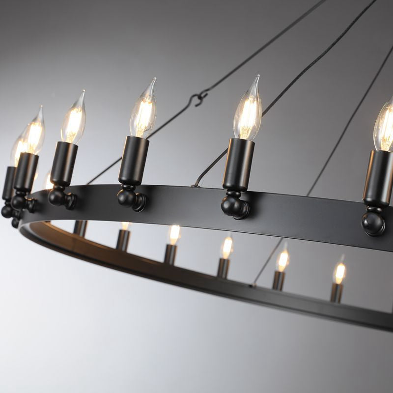 Elaris 63 Inch Bent Tip Candle Wagon Wheel Chandelier