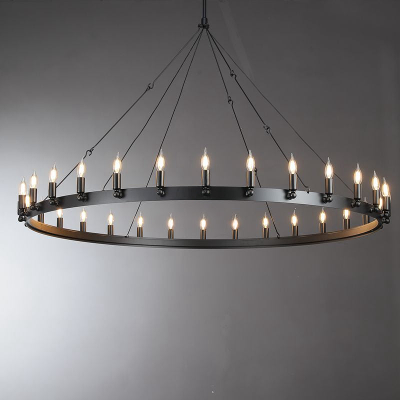Elaris 63 Inch Bent Tip Candle Wagon Wheel Chandelier