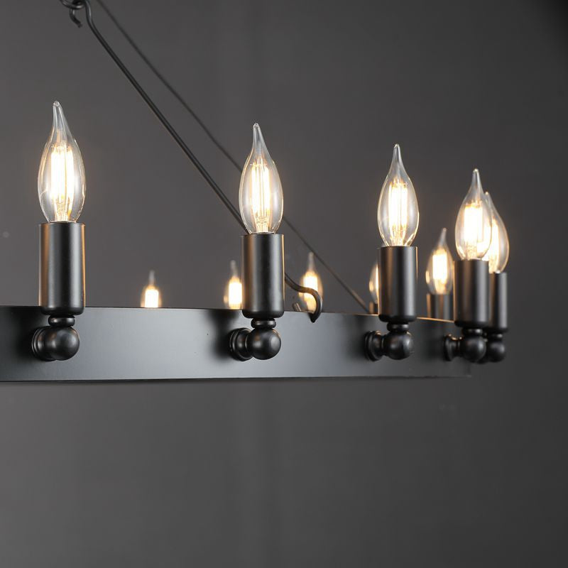 Elaris 63 Inch Bent Tip Candle Wagon Wheel Chandelier