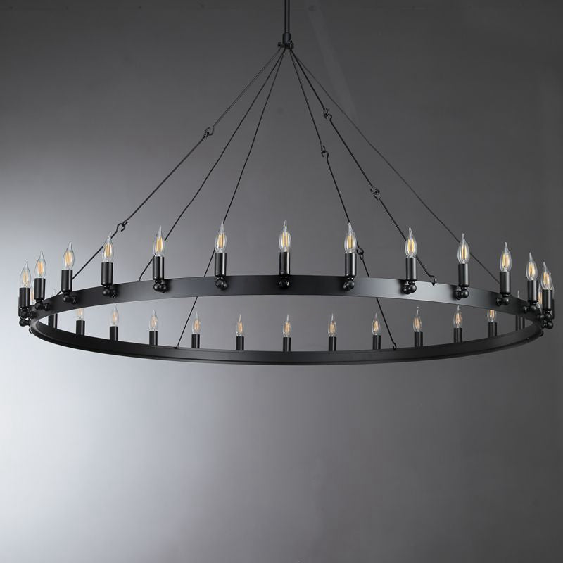 Elaris 63 Inch Bent Tip Candle Wagon Wheel Chandelier
