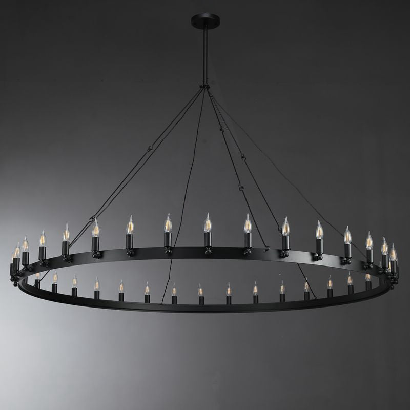 Elaris 72 Inch Bent Tip Candle Wagon Wheel Chandelier