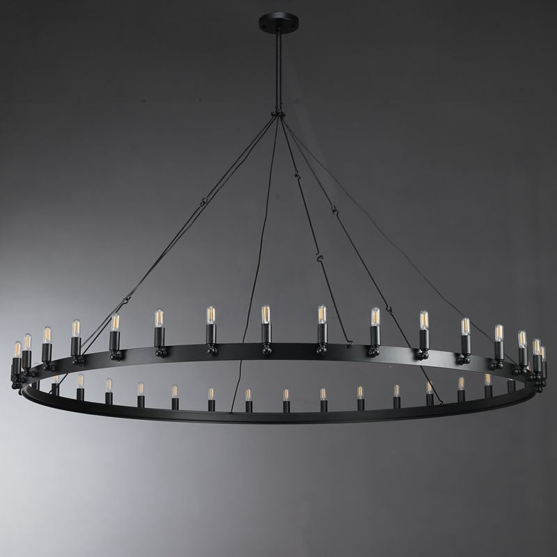 Elaris 72 Inch Tubular Candle Wagon Wheel Chandelier