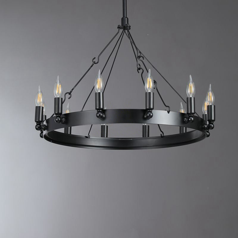 Elaris 26 Inch Bent Tip Candle Wagon Wheel Chandelier