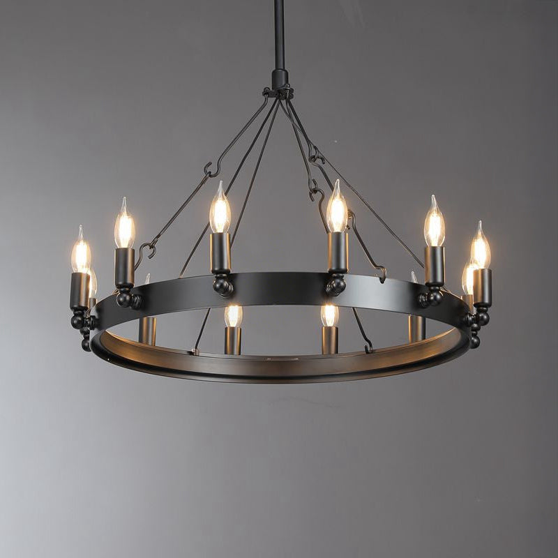 Elaris 26 Inch Bent Tip Candle Wagon Wheel Chandelier