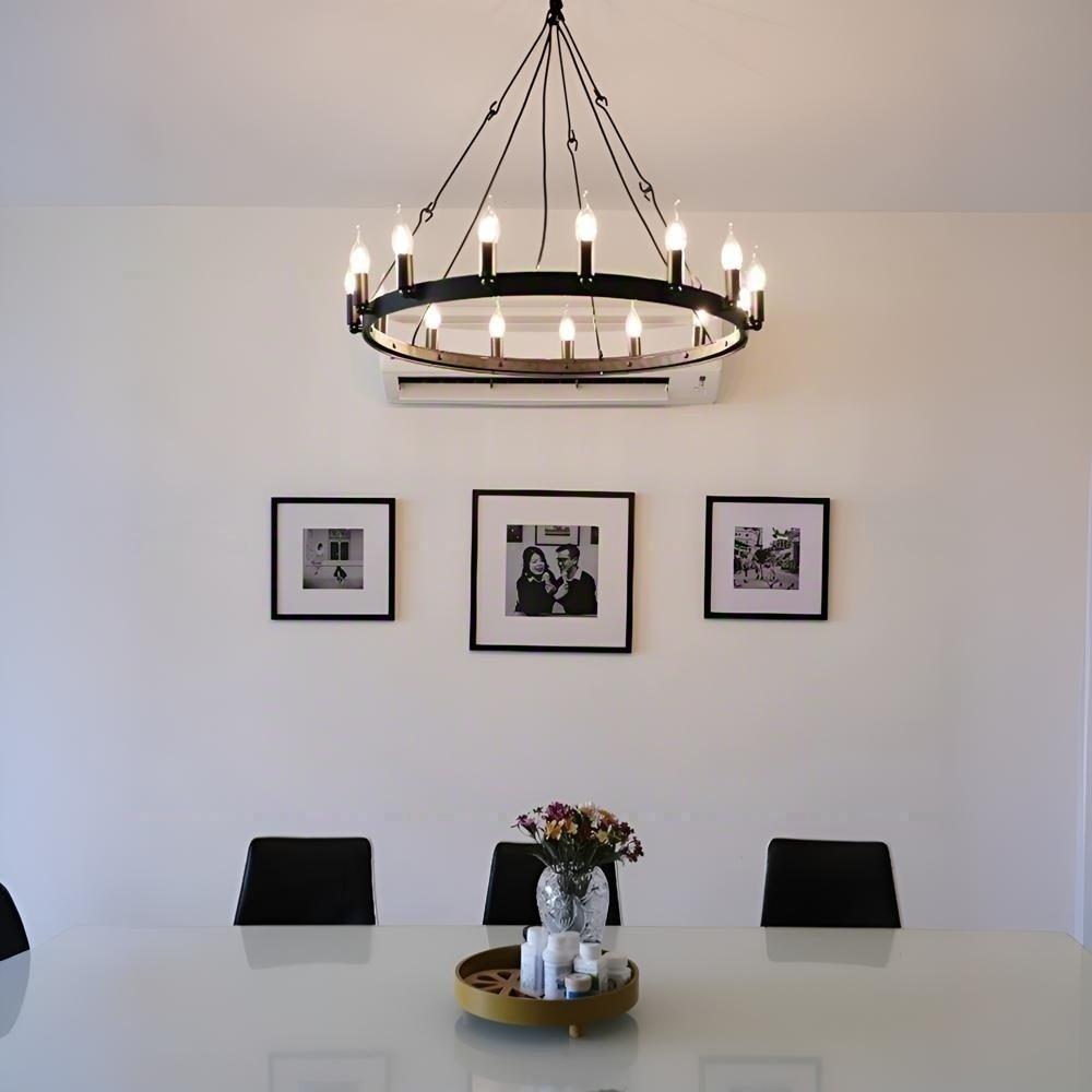 Elaris 26 Inch Bent Tip Candle Wagon Wheel Chandelier