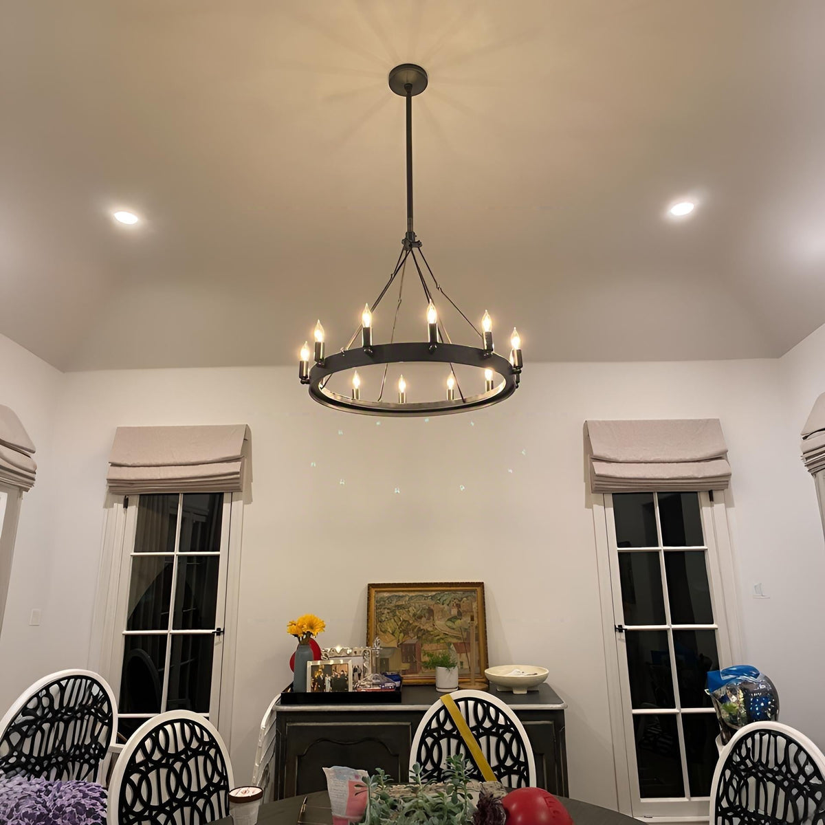 Elaris 26 Inch Bent Tip Candle Wagon Wheel Chandelier
