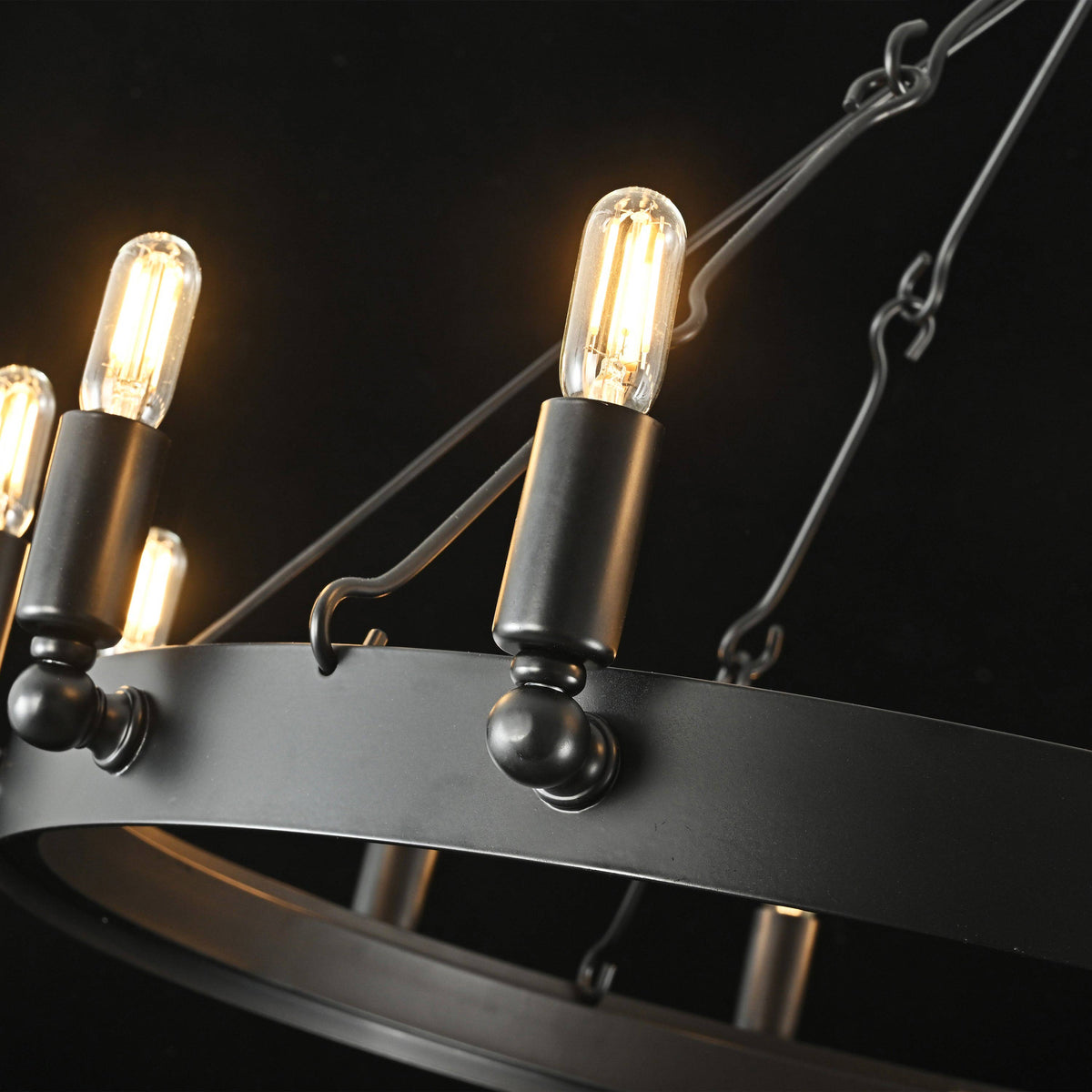 Elaris 26 Inch Tubular Candle Wagon Wheel Chandelier