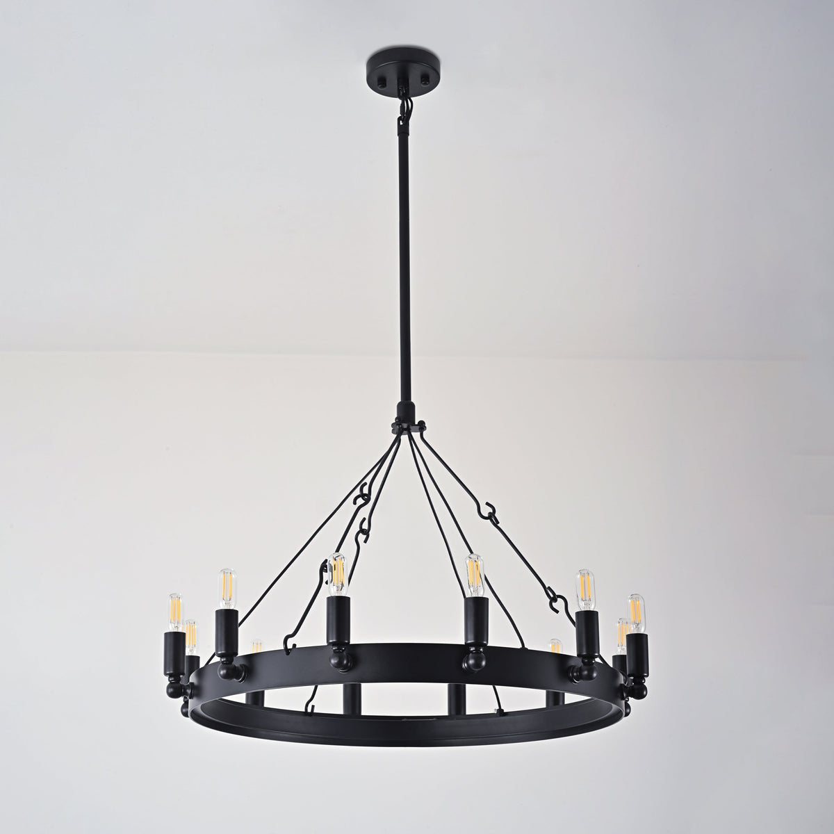 Elaris 26 Inch Tubular Candle Wagon Wheel Chandelier