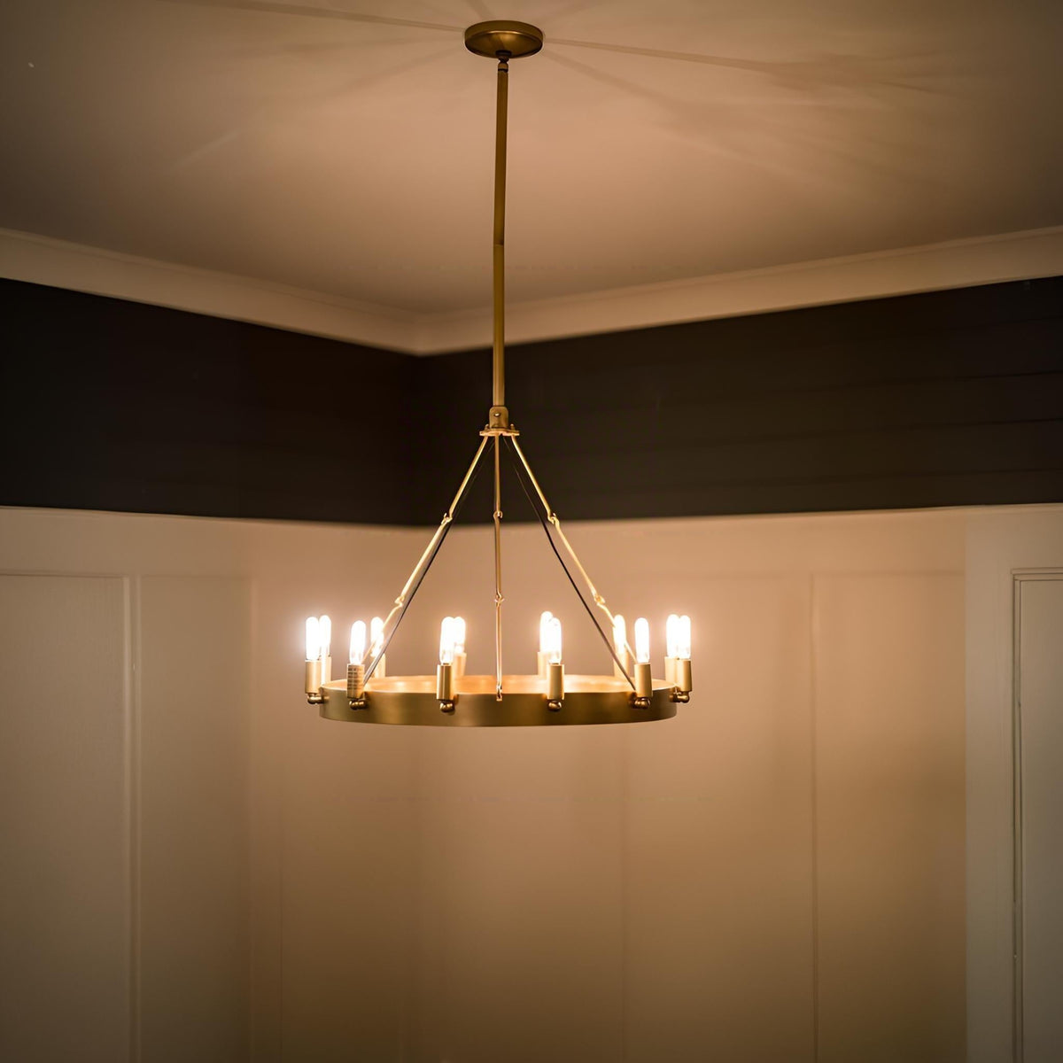 Elaris 26 Inch Tubular Candle Wagon Wheel Chandelier
