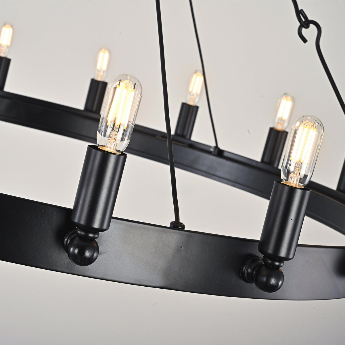 Elaris 38 Inch Tubular Candle Wagon Wheel Chandelier