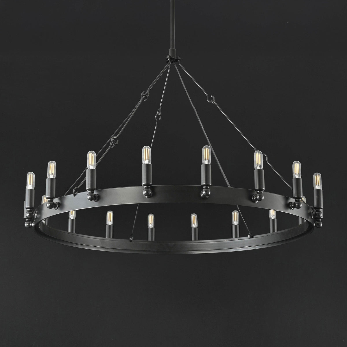 Elaris 38 Inch Tubular Candle Wagon Wheel Chandelier