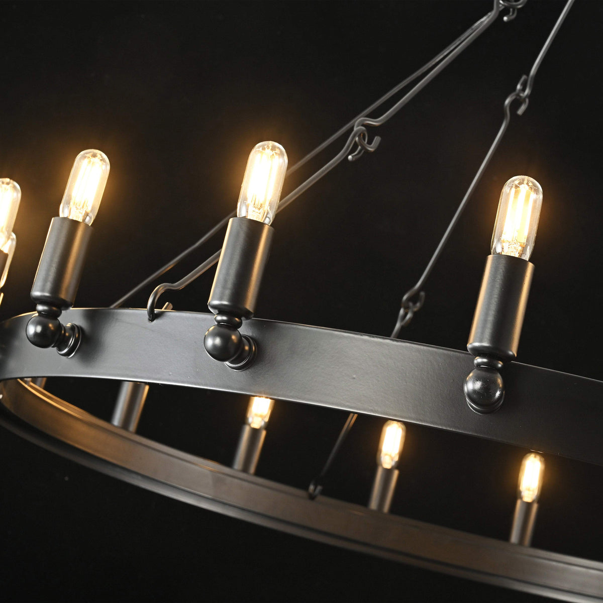 Elaris 38 Inch Tubular Candle Wagon Wheel Chandelier