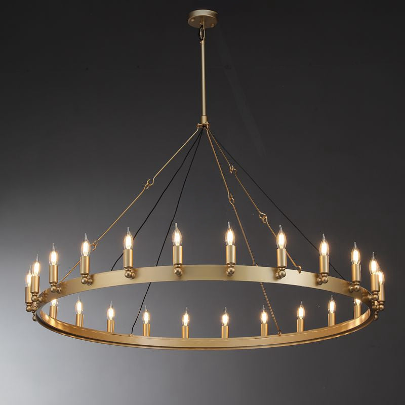 Elaris 50 Inch Bent Tip Candle Wagon Wheel Chandelier