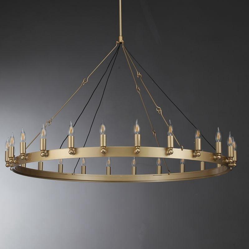 Elaris 50 Inch Bent Tip Candle Wagon Wheel Chandelier