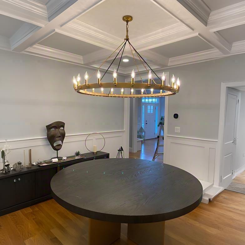 Elaris 50 Inch Bent Tip Candle Wagon Wheel Chandelier