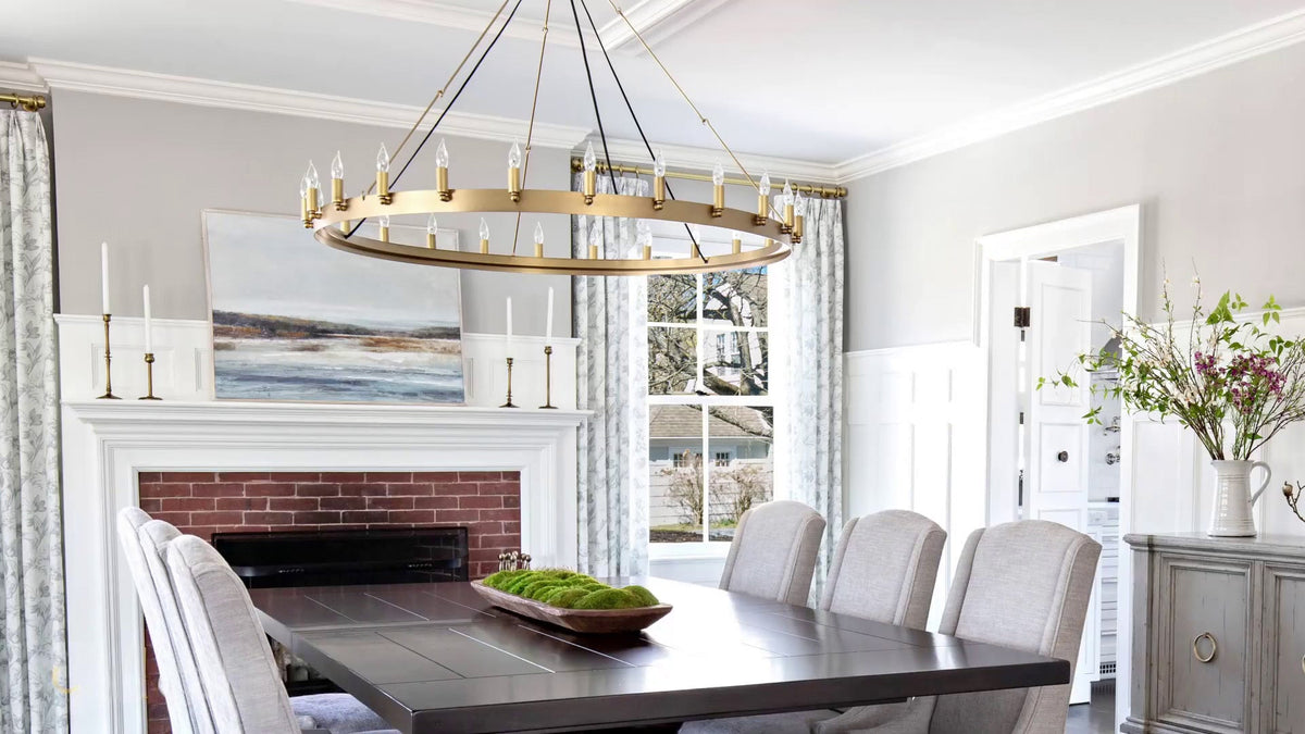 Elaris 50 Inch Bent Tip Candle Wagon Wheel Chandelier