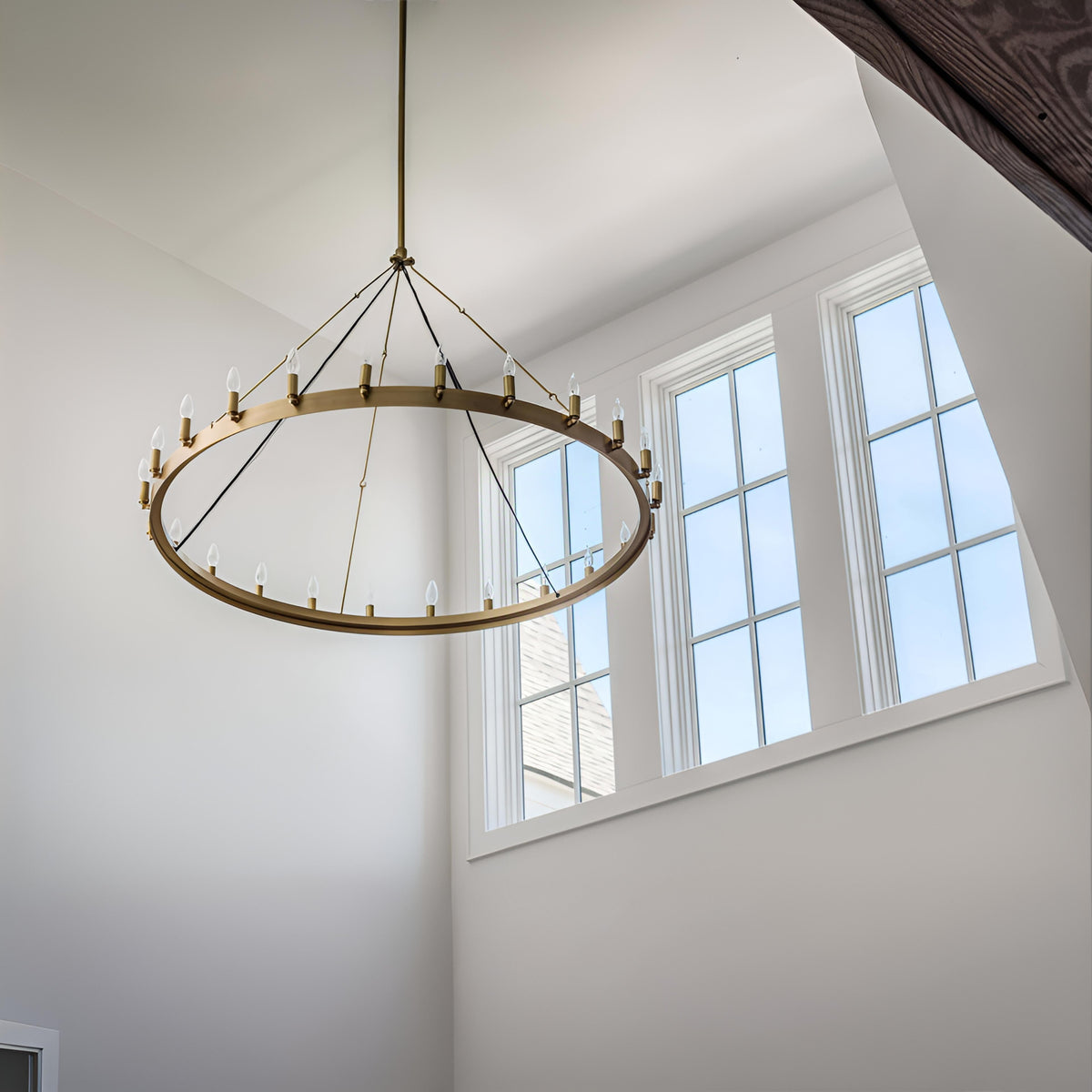 Elaris 50 Inch Bent Tip Candle Wagon Wheel Chandelier