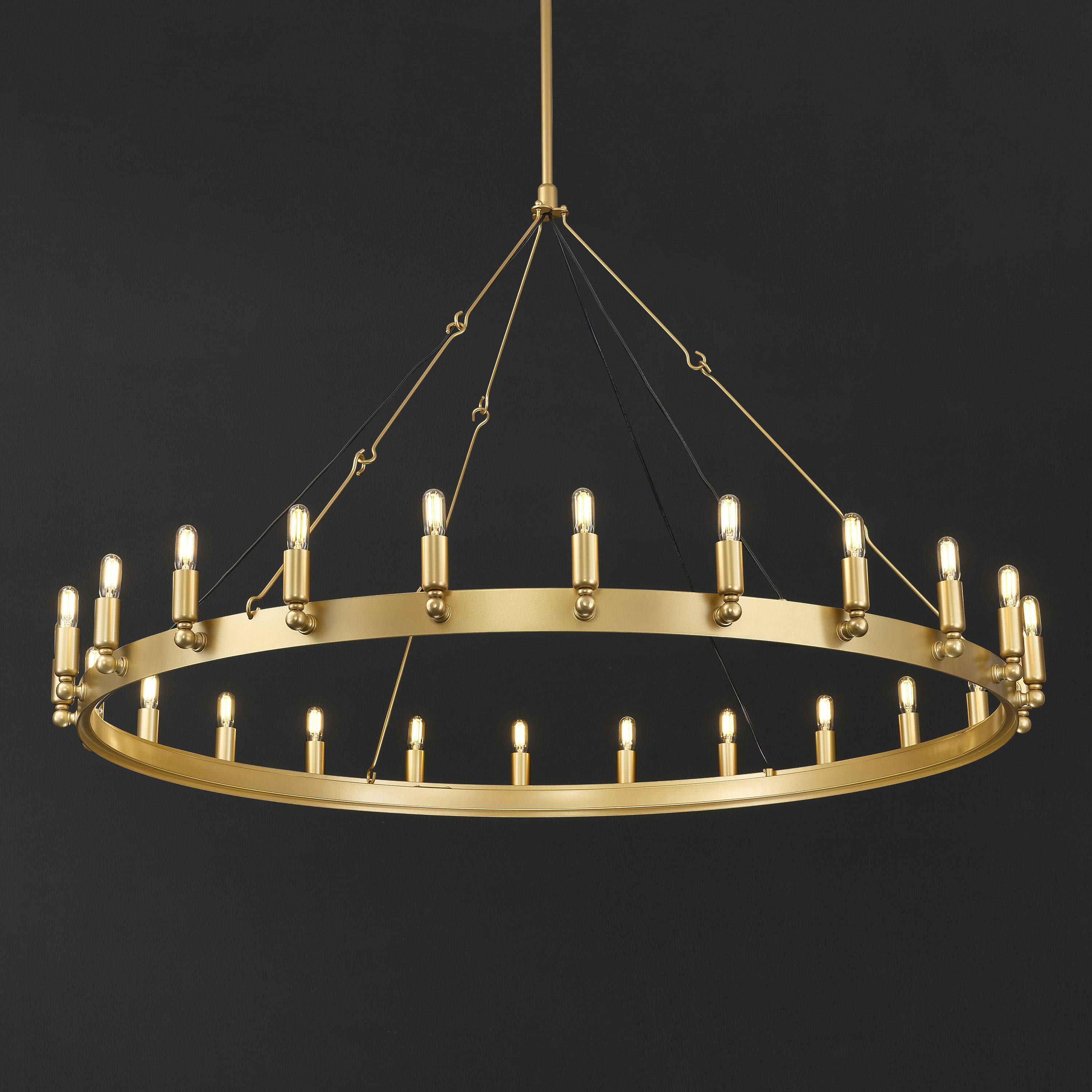 Elaris 50 Inch Tubular Candle Wagon Wheel Chandelier