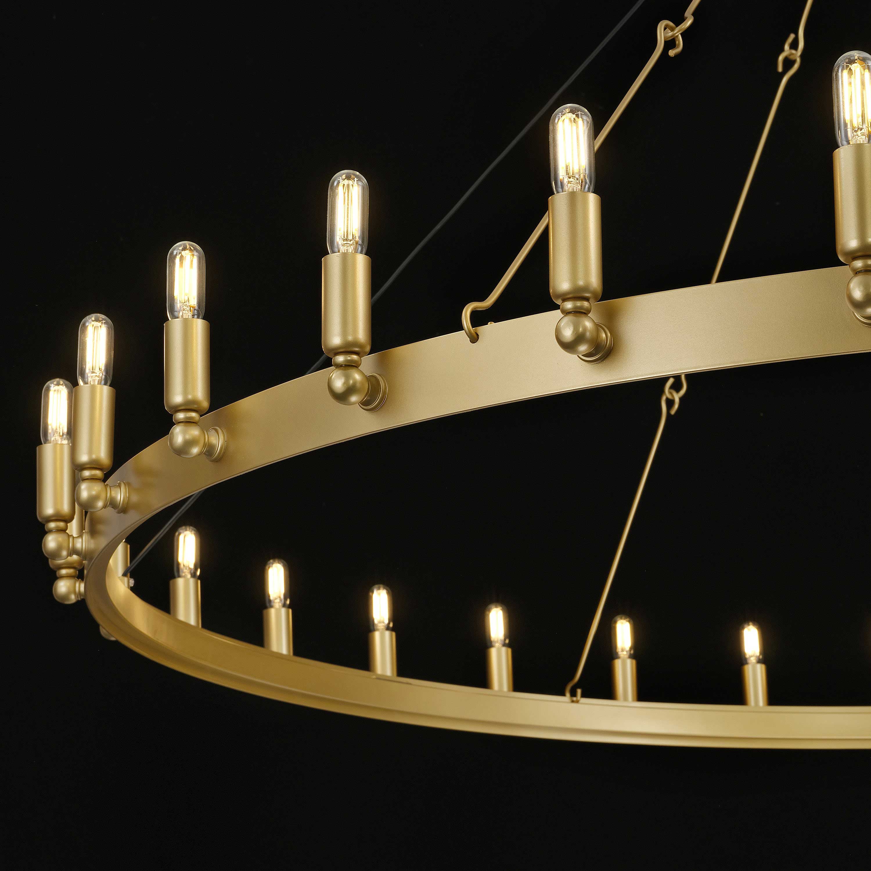 Elaris 50 Inch Tubular Candle Wagon Wheel Chandelier
