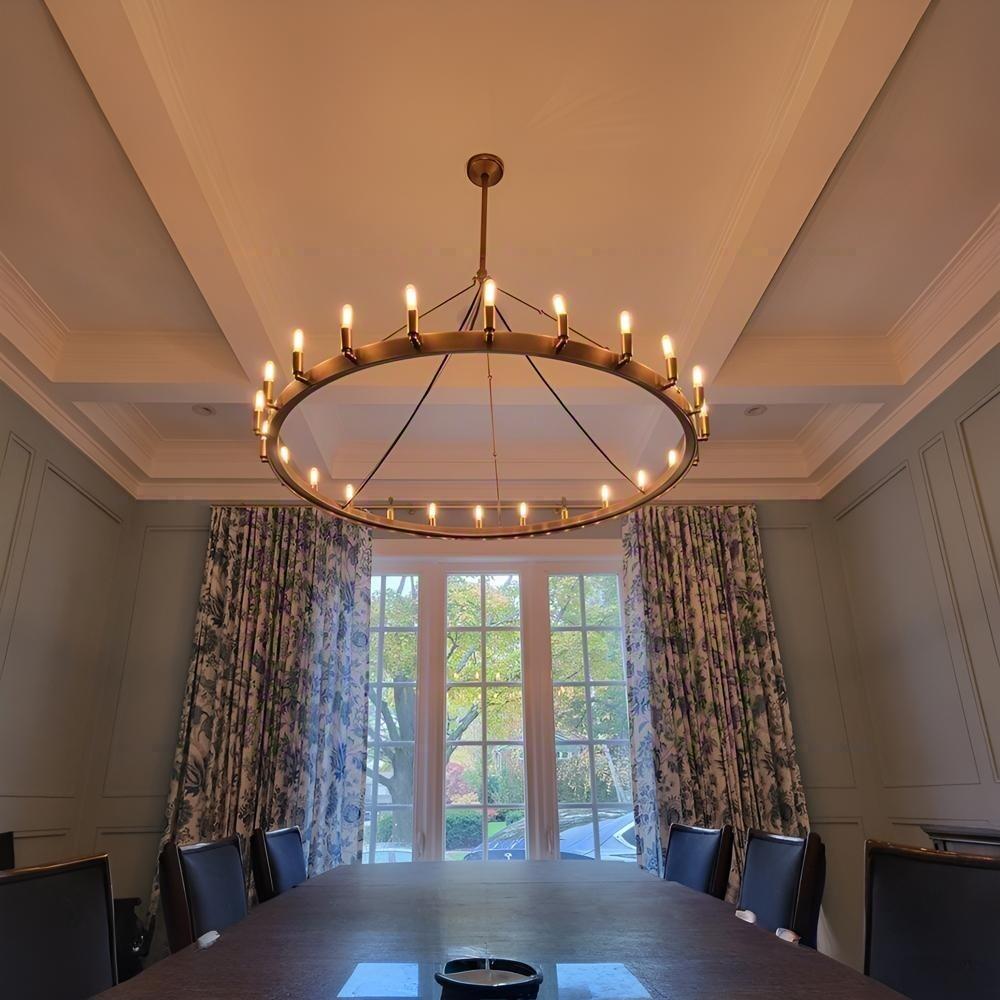 Elaris 50 Inch Tubular Candle Wagon Wheel Chandelier