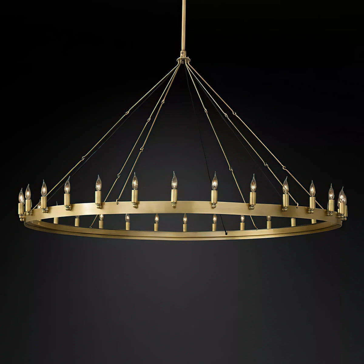 Elaris 63 Inch Bent Tip Candle Wagon Wheel Chandelier