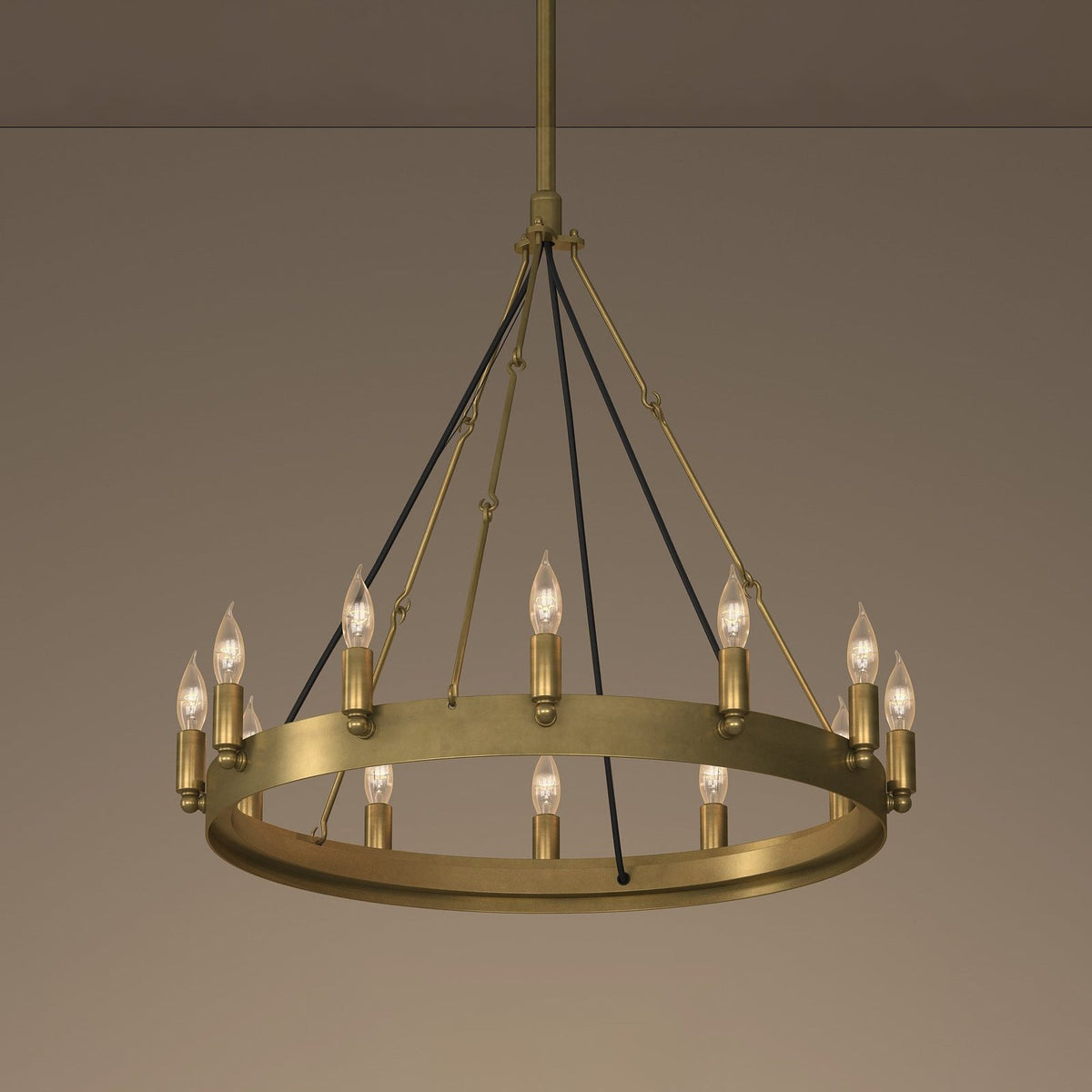 Elaris 26 Inch Bent Tip Candle Wagon Wheel Chandelier