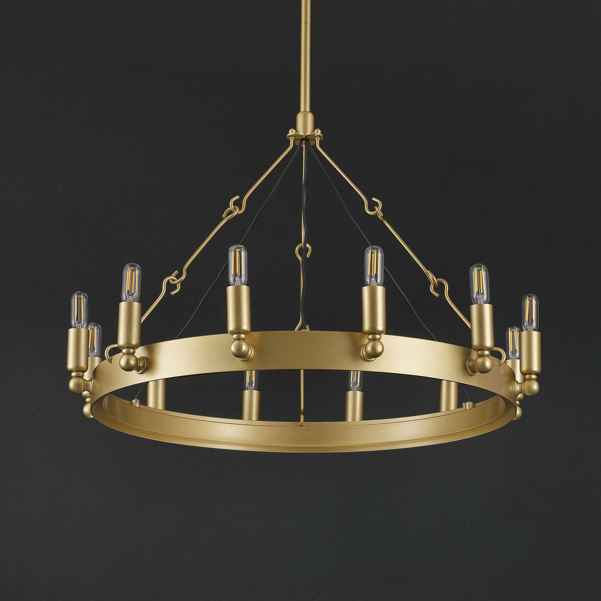 Elaris 26 Inch Tubular Candle Wagon Wheel Chandelier