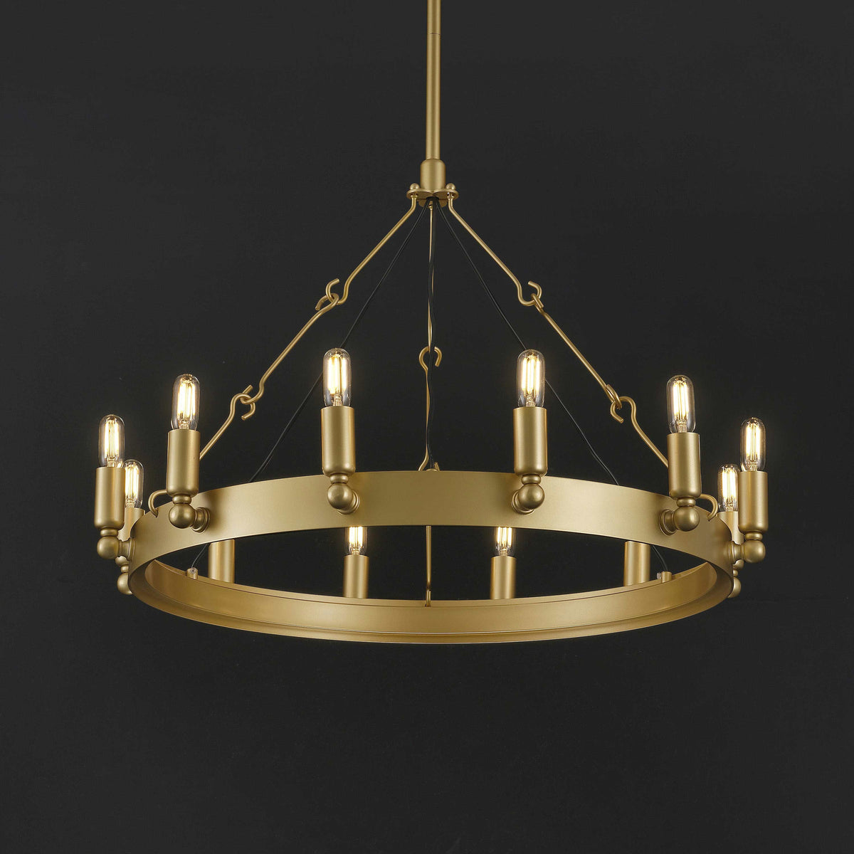 Elaris 26 Inch Tubular Candle Wagon Wheel Chandelier