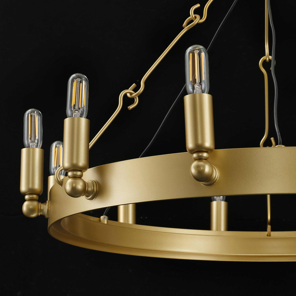 Elaris 26 Inch Tubular Candle Wagon Wheel Chandelier