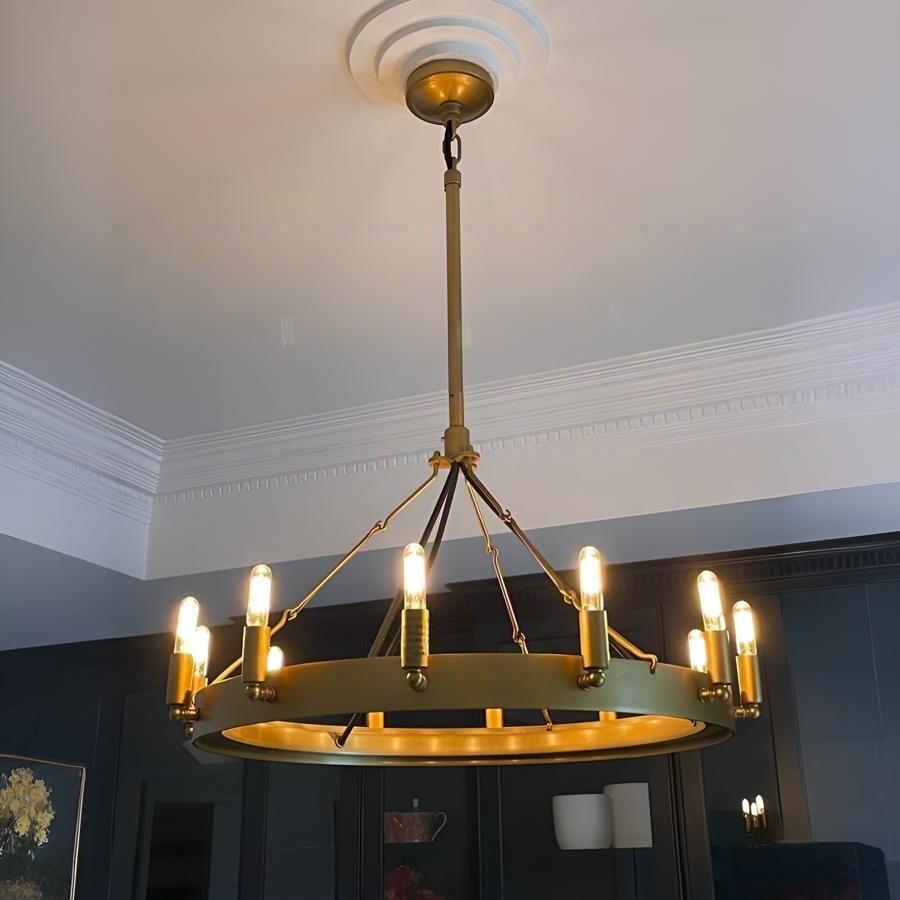 Elaris 26 Inch Tubular Candle Wagon Wheel Chandelier