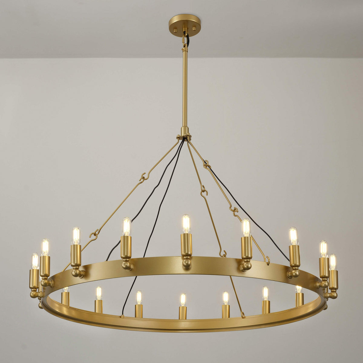 Elaris 38 Inch Tubular Candle Wagon Wheel Chandelier