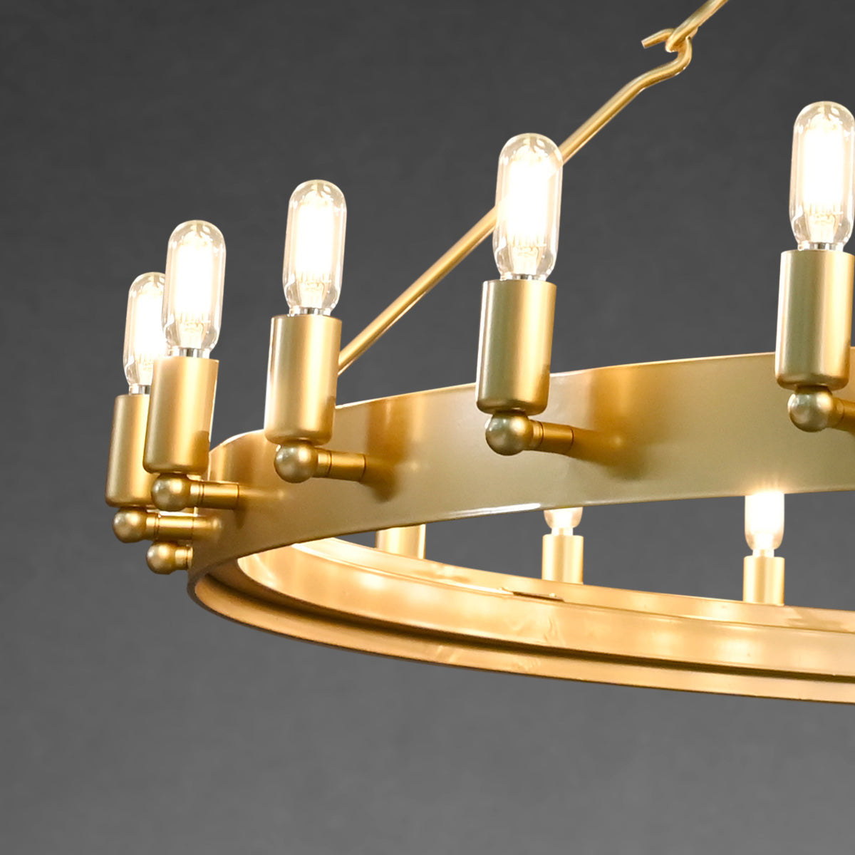 Elaris 38 Inch Tubular Candle Wagon Wheel Chandelier