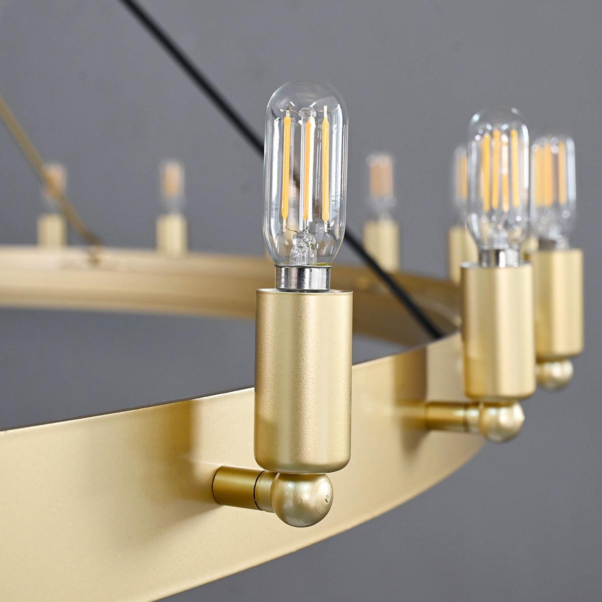Elaris 38 Inch Tubular Candle Wagon Wheel Chandelier