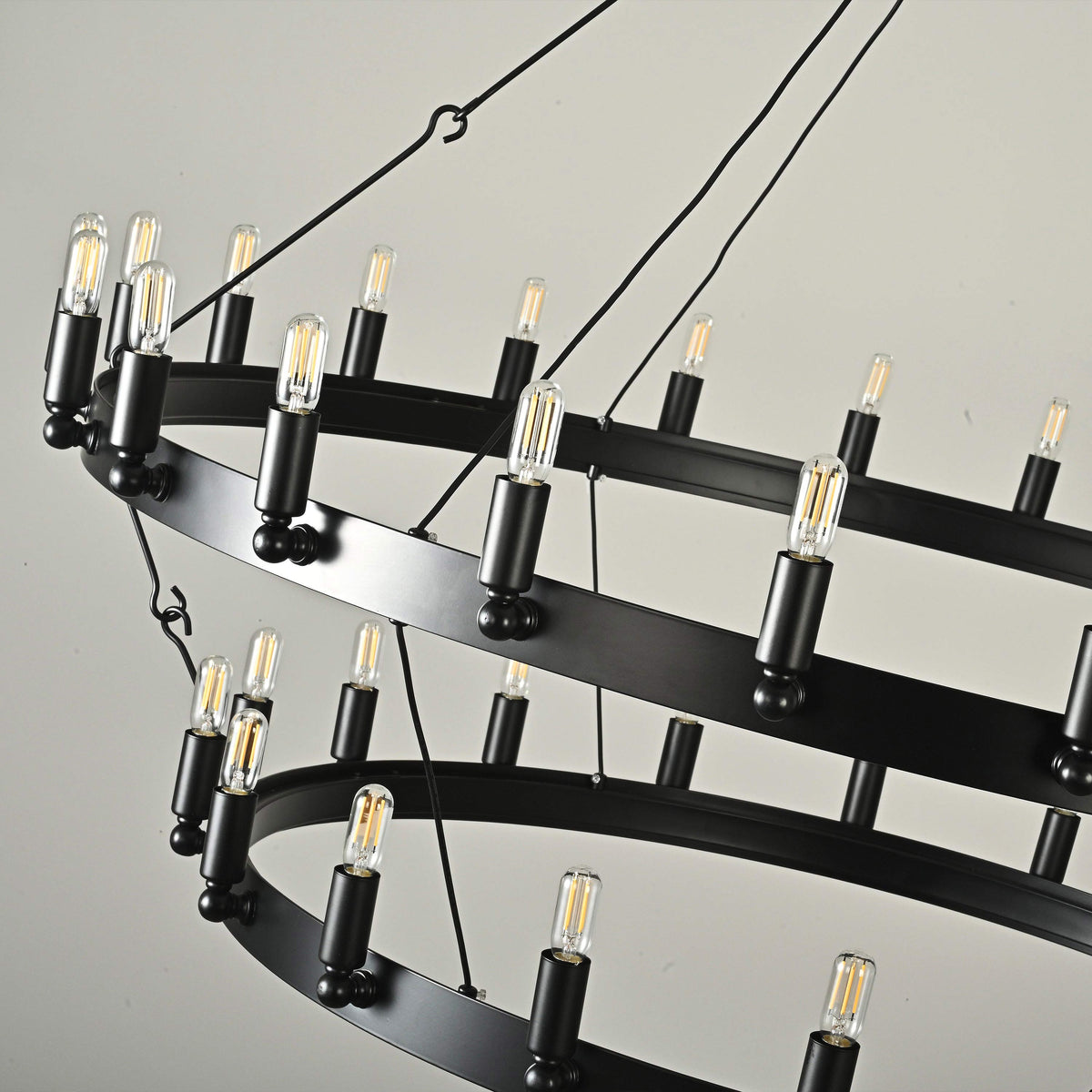 Elaris 50 Inch Tubular Candle Wagon Wheel Tiered Chandelier