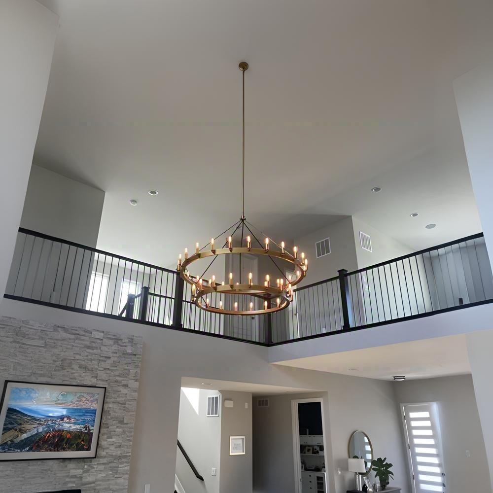 Elaris 50 Inch Tubular Candle Wagon Wheel Tiered Chandelier