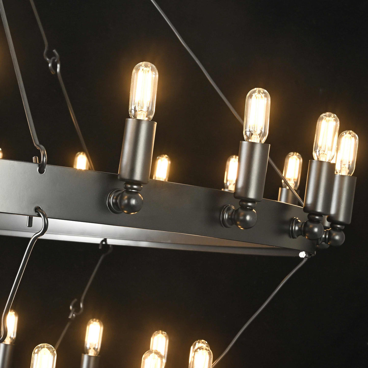 Elaris 63 Inch Tubular Candle Wagon Wheel Tiered Chandelier