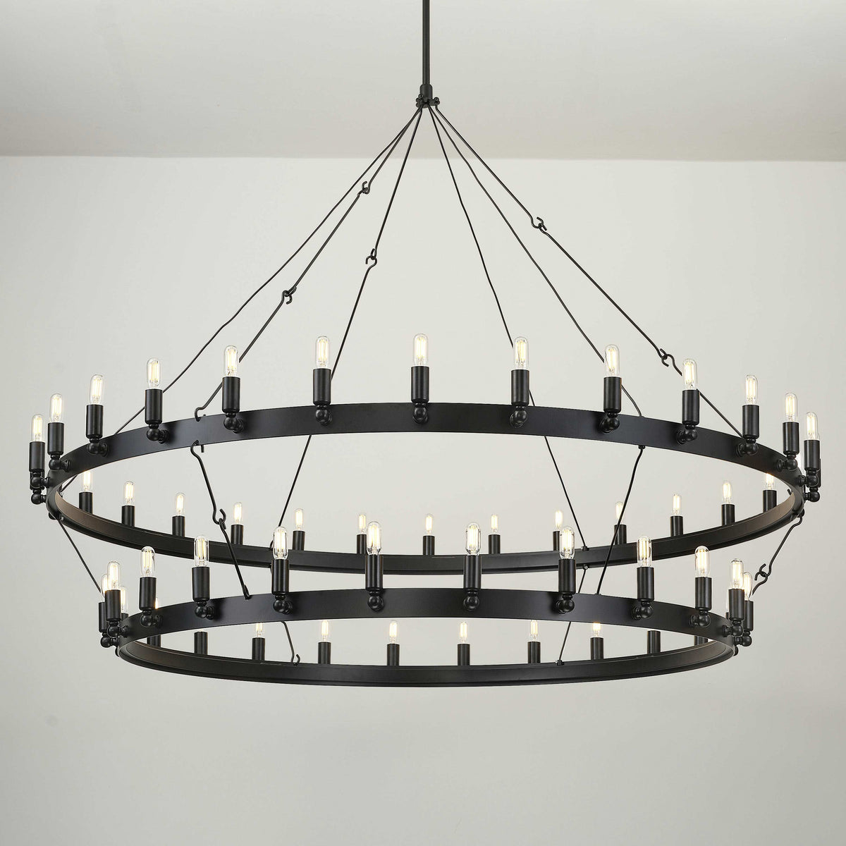 Elaris 63 Inch Tubular Candle Wagon Wheel Tiered Chandelier
