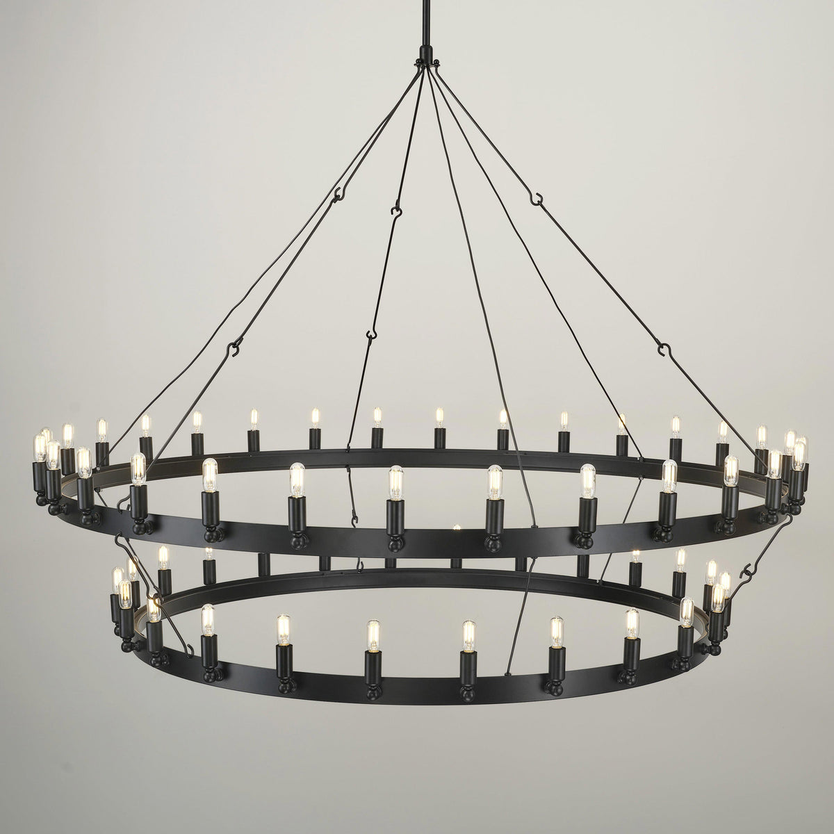 Elaris 63 Inch Tubular Candle Wagon Wheel Tiered Chandelier