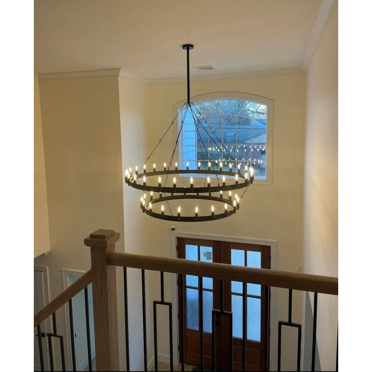 Elaris 63 Inch Tubular Candle Wagon Wheel Tiered Chandelier