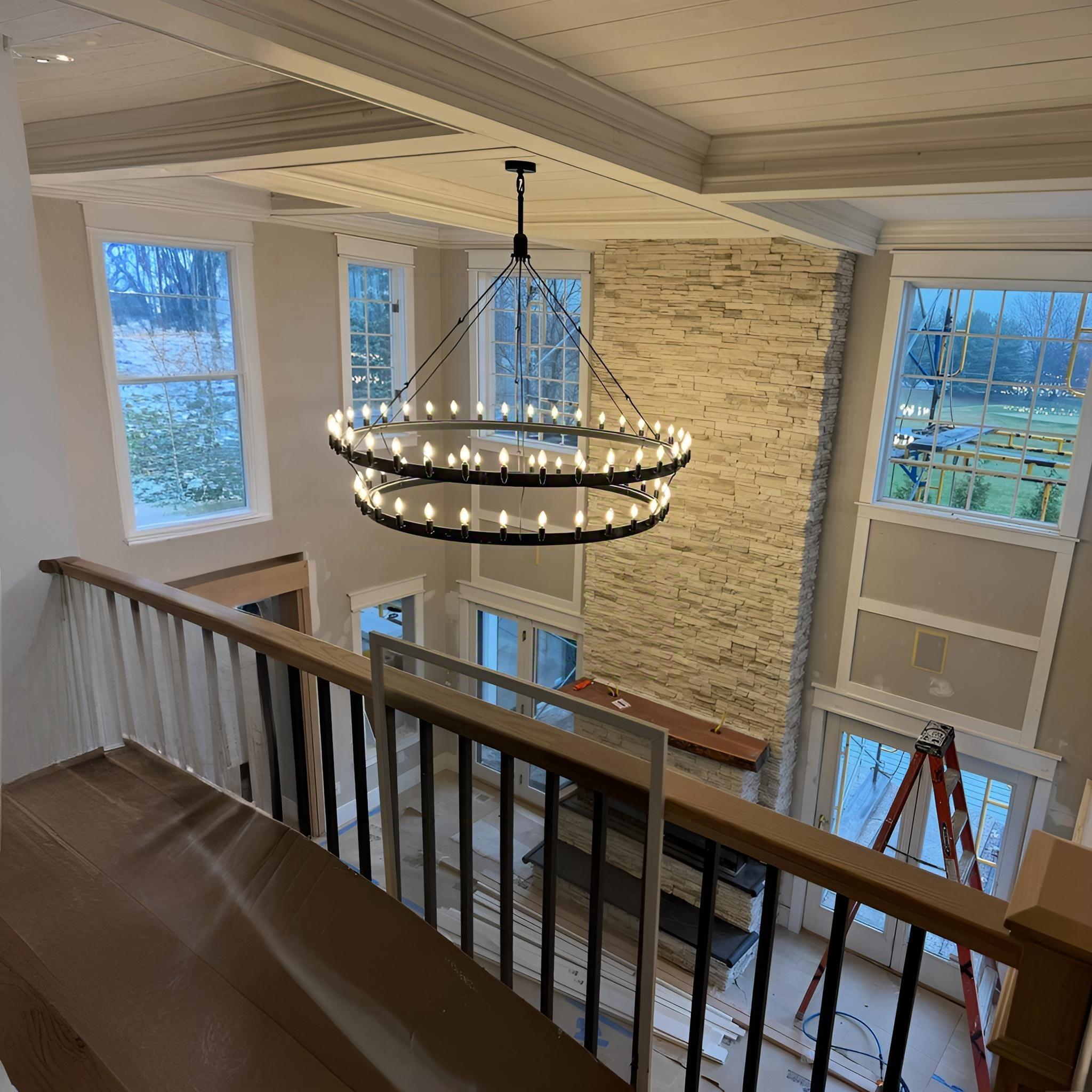 Elaris 72 Inch Tubular Candle Wagon Wheel Tiered Chandelier