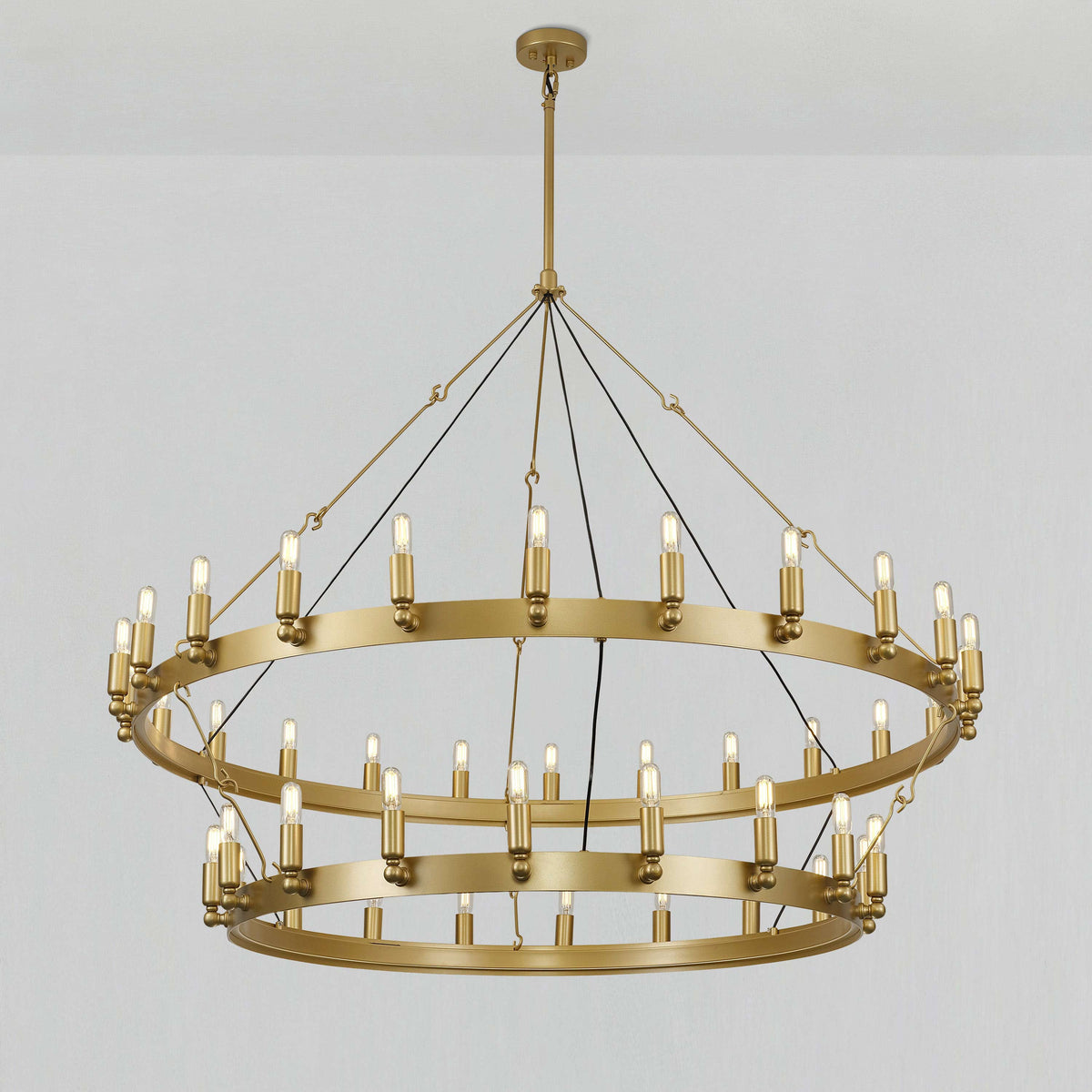 Elaris 50 Inch Tubular Candle Wagon Wheel Tiered Chandelier