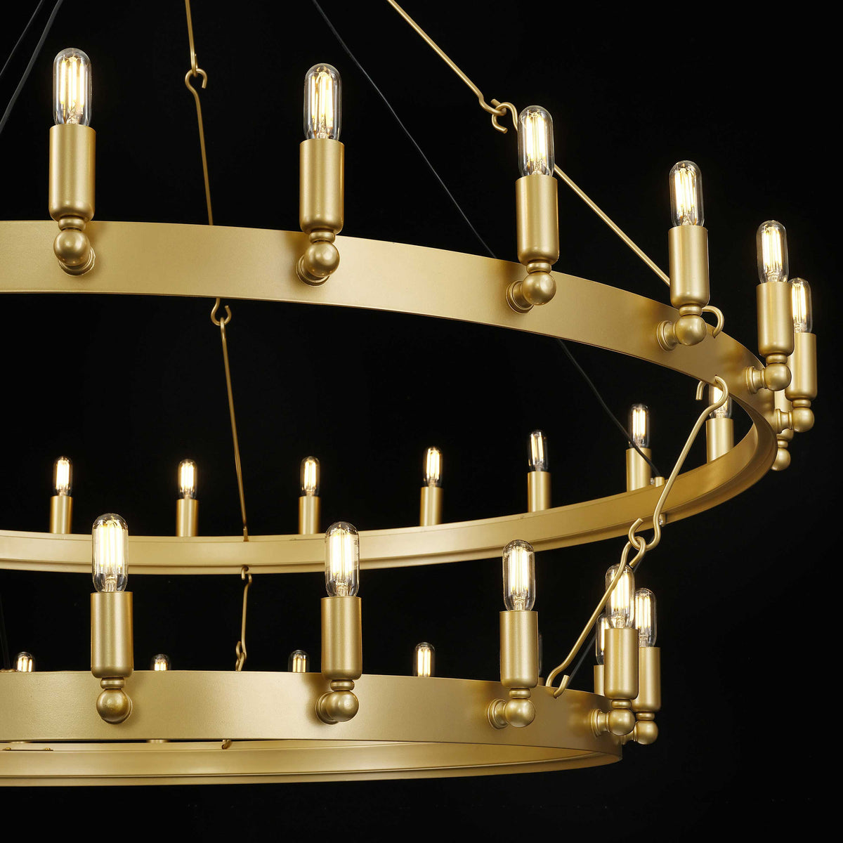 Elaris 50 Inch Tubular Candle Wagon Wheel Tiered Chandelier