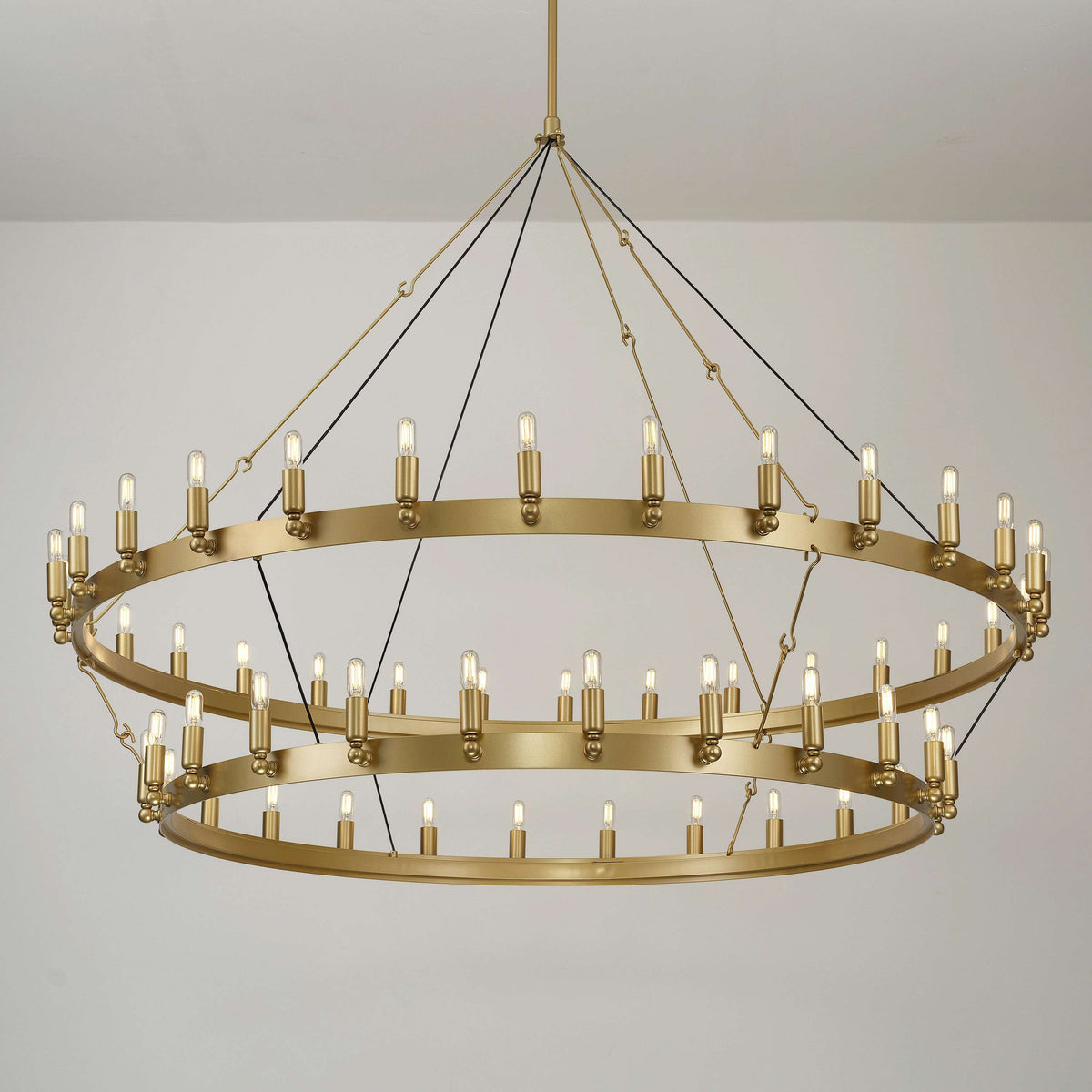 Elaris 63 Inch Tubular Candle Wagon Wheel Tiered Chandelier