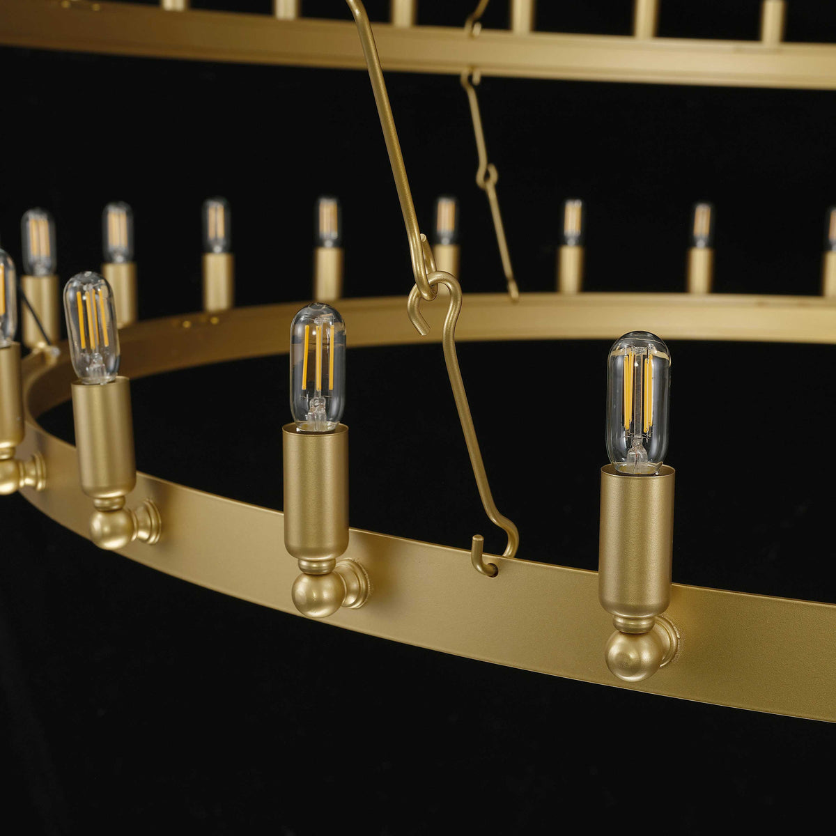 Elaris 63 Inch Tubular Candle Wagon Wheel Tiered Chandelier