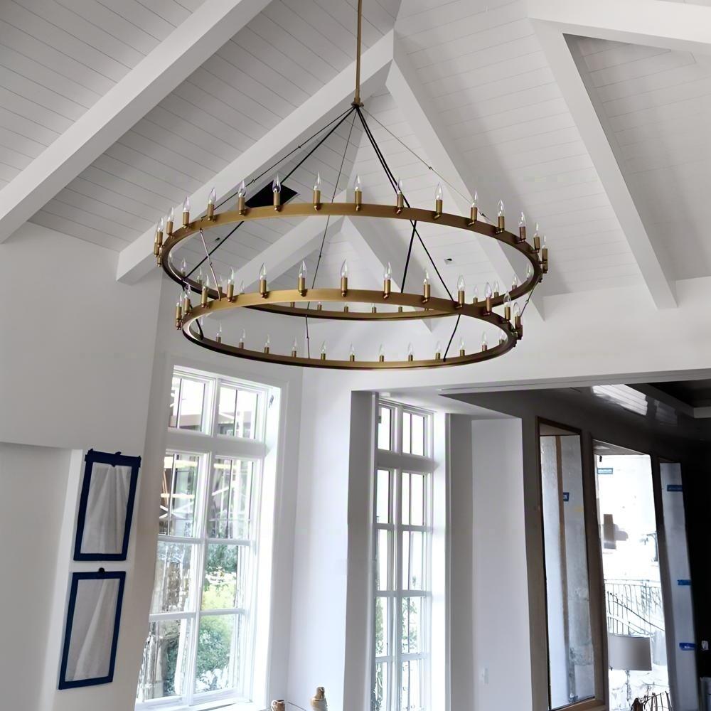 Elaris 72 Inch Tubular Candle Wagon Wheel Tiered Chandelier